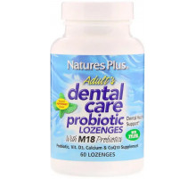 Гігієна ротової порожнини з пробіотиком для дорослих Natures Plus Dental Care м'ятний смак 60 льодяників