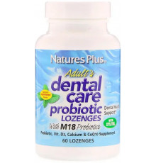 Гігієна ротової порожнини з пробіотиком для дорослих Natures Plus Dental Care м'ятний смак 60 льодяників