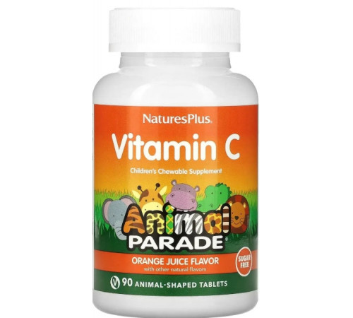 Вітамін С для дітей жувальний Nature's Plus  Vitamin C  Animal Parade 90 жев таб апельсин
