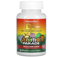 Вітамін Д-3 для дітей Nature's Plus Animal Parade Vitamin D 3 500 МЕ 90 жув цук чорна вишня