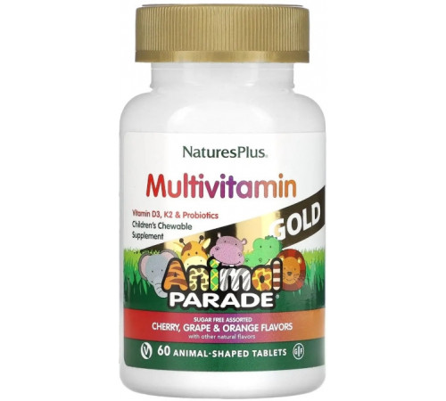 Мультивітаміни та мінерали для дітей Animal Parade Gold Multi-Vitamin 60 жув таб асорти