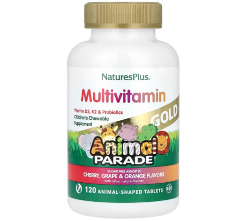 Вітаміни для дітей Nature's Plus Animal Parade Gold Children's Chewable Multivitamin 120 жув табл Фрукти