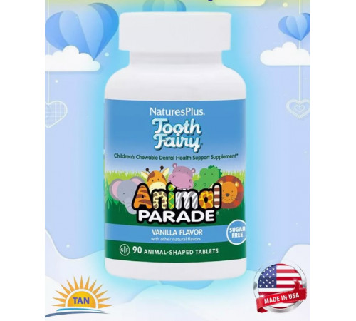 Пробіотики для дітей Nature's Plus Animal Parade Tooth Fairy Probiotic 90 таб Ваніль