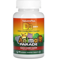Вітамін Д-3 (Холекальциферол) Nature's Plus Vitamin D 3 Animal Parade 500 МЕ 90 жув цук чорна вишня