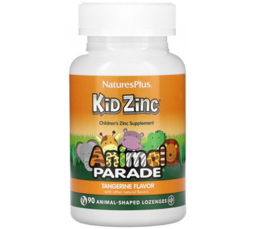 Цинк для дітей Nature's Plus Animal Parade Kid Zinc 90 льодяників Мандарин