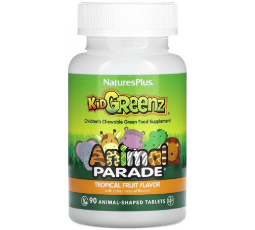 Мультивітаміни із зелених овочів для дітей Nature's Plus Animal Parade Kid Greenz 90 жув таблеток Тропік