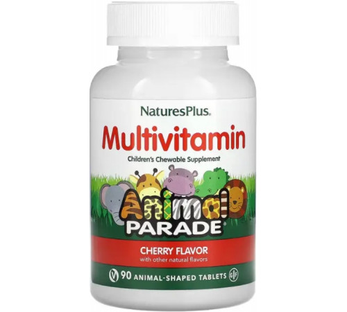 Вітаміни та мінерали для дітей Animal Parade Nature's Plus Children's Multi-Vitamin & Mineral 90 жув таб вишня
