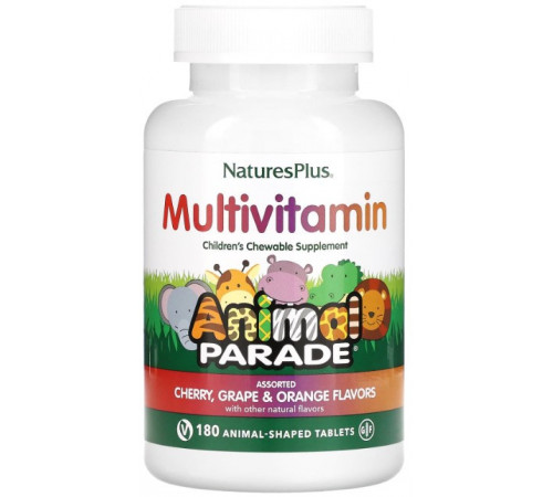 Вітаміни для дітей Nature's Plus Animal Parade Children's Multi-Vitamin 180 таб Фрукти