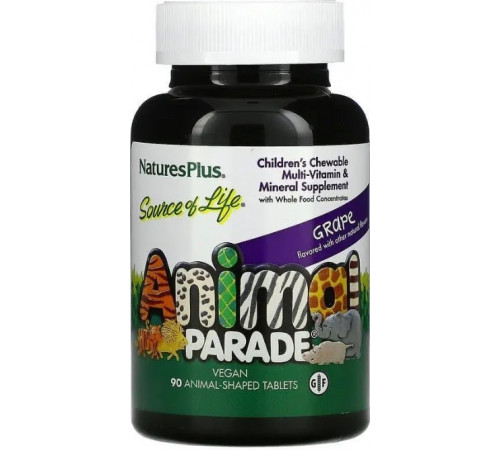 Вітаміни та мінерали для дітей  Nature's Pluss Chewable Multi-Vitamin & Mineral 90 жув таб виноград