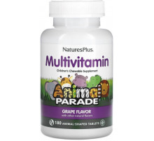 Вітаміни для дітей Nature's Plus Animal Parade Multi-Vitamin and Mineral 180 жув таб Виноград