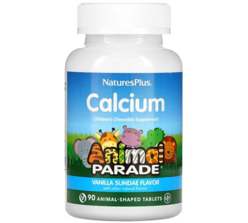 Жувальний кальцій для дітей Nature's Plus Animal Parade Chewable Calcium 90 таб ваніль