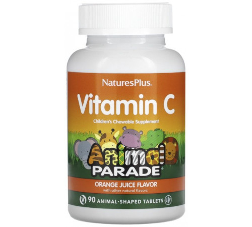 Вітамін С для дітей Nature's Plus Animal Parade Vitamin C 90 жув цукерок Апельсин