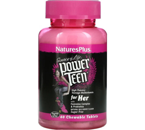 Витамины для девочек Nature's Plus Power Teen For Her 60 жев таб ягоды