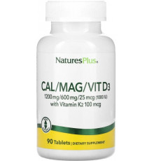 Кальцій магній вітамін D3 з вітаміном K2 NaturesPlus Cal/Mag/Vit D3 with Vitamin K2 90 таб