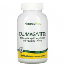 Кальцій, магній і вітамін D3 і K2 Nature's Plus Cal/Mag/Vit D3 Vitamin K2 180 таб