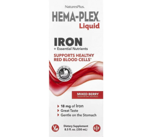 Комплекс вітамінів та мінералів із залізом Nature's Plus Hema-Plex® 250 мл ягоди