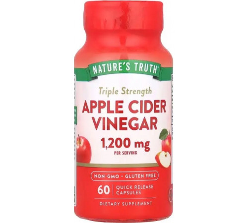 Яблучний оцет Nature's Truth Triple Strength Apple Cider Vinegar 1200 мг 60 капс