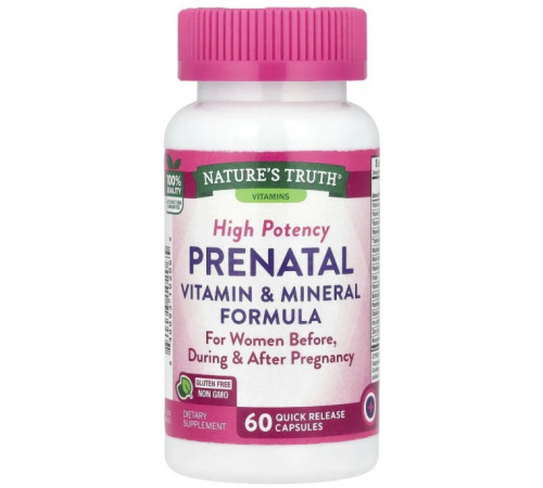 Вітаміни для вагітних Nature's Truth Prenatal Vitamin & Mineral Formula 60 капс