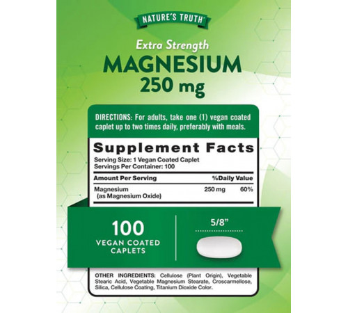Магний оксид Nature's Truth Magnesium 250 мг 100 таб