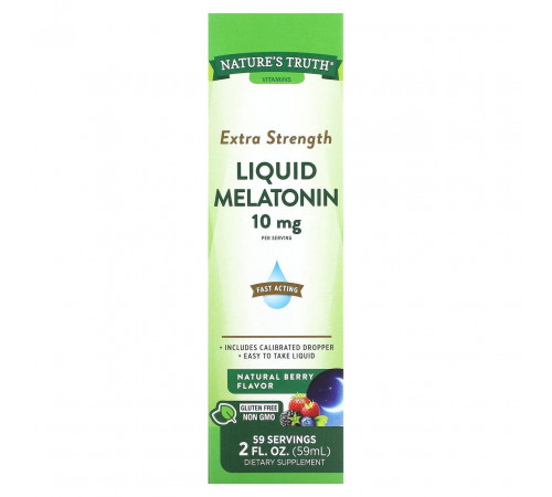 Мелатонін для покращення сну Nature's Truth Liquid Melatonin 10 мг 59 мл ягоды