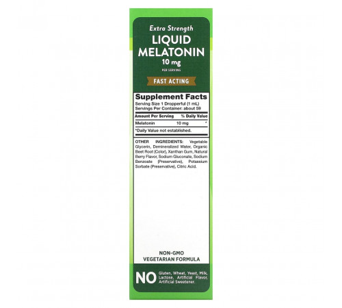 Мелатонін для покращення сну Nature's Truth Liquid Melatonin 10 мг 59 мл ягоды