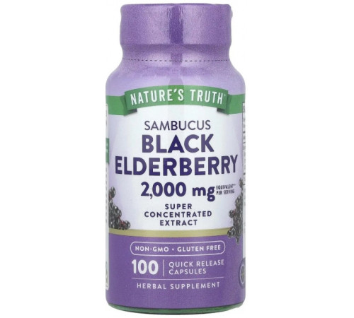 Чорна бузина Nature's Truth Sambucus Black Elderberry 2000 мг 100 капс