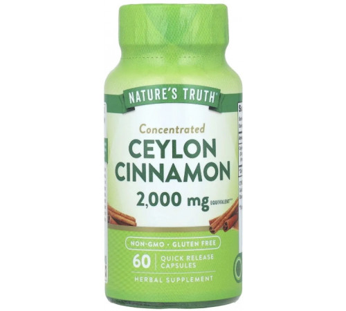 Екстракт кориці Nature's Truth Concentrated Ceylon Cinnamon 2000 мг 60 капс