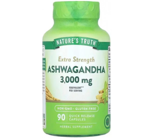 Ашваганда для нервової системи Nature's Truth Extra Strength Ashwagan 3000 мг 90 капс