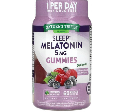 Мелатонін для сну Nature's Truth Sleep Melatonin 5 мг 60 жув цук ягідний