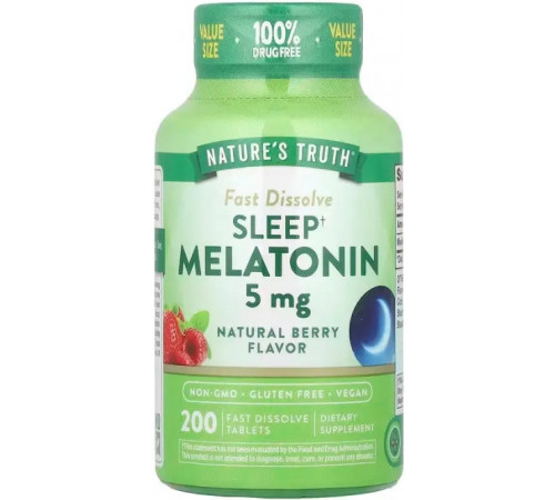 Мелатонін для сну Nature's Truth Sleep Melatonin 5 мг 200 таб ягоди