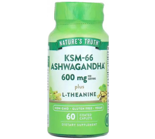 Ашваганда плюс L-Теанін Nature's Truth KSM-66 Ashwagandha Plus L-Theanine 600 мг 60 капс