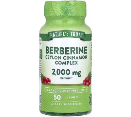 Берберін з цейлонською корицею Nature's Truth Berberine Ceylon Cinnamon Complex 2000 мг 50 капс