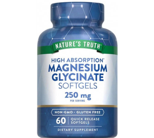 Магній бісгліцинат для нервової системи Nature's Truth Magnesium Glycinate (Mag Set) 250 мг 60 гел капс