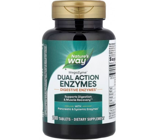 Ферменти для м'язів та травлення Nature's Way Dual Action Enzymes 200 таб
