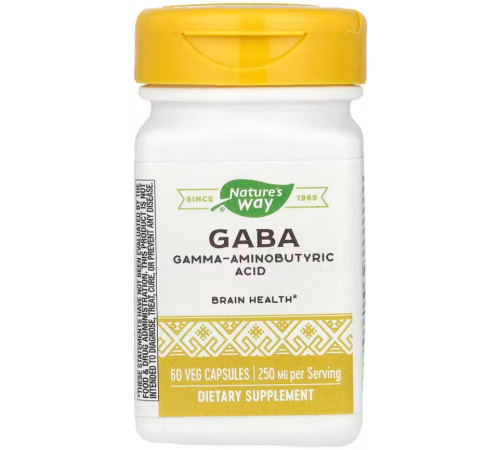 ГАМК (габа, ашвагандха, теанін) для пам'яті Natures Way GABA 250 мг 60 капсул