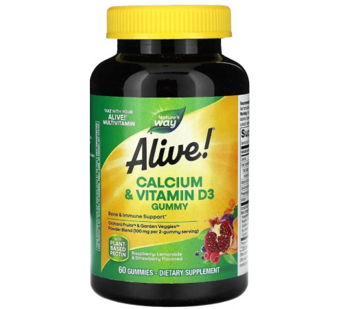 Кальцій + вітамін D3 Nature's Way Calcium + Vitamin D3 60 жев таб