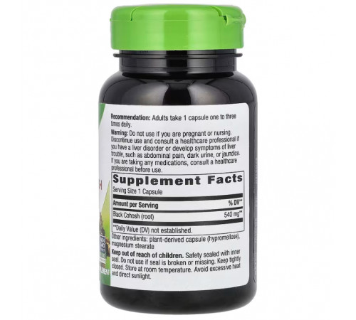 Клопогон Nature's Way Black Cohosh 540 мг 100 капсул