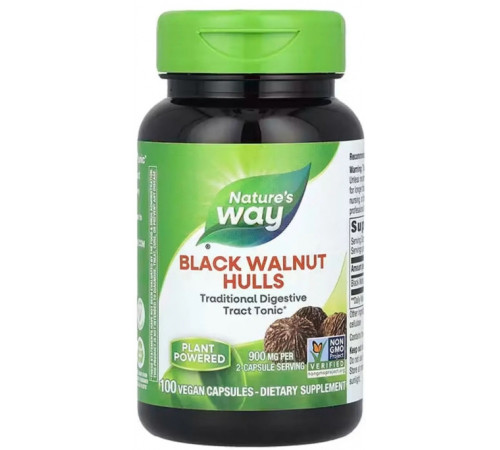 Чорний горіх Nature's Way  Black Walnut Hulls 900 мг 100 вег капс