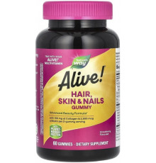 Мультивітаміни для волосся шкіри та нігтів Nature's Way, Alive! Hair, Skin & Nails 60 жев таб полуниця