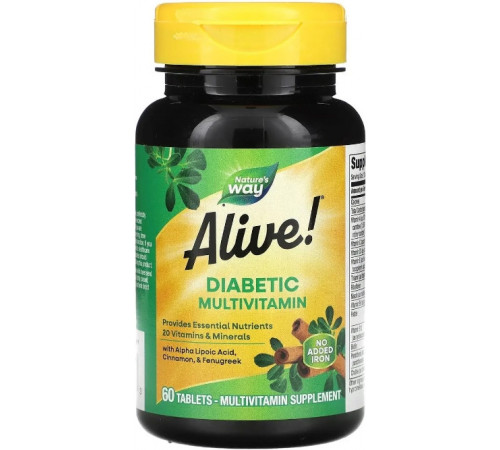 Мультивитамины для диабетиков Alive! Nature`s Way Diabetic Multivitamin 60 таб