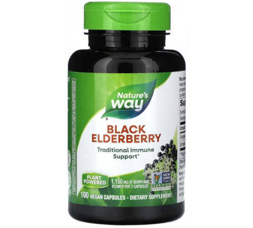 Чорна бузина  Nature's Way Black Elderberry 1150 мг 100 веганських капсул