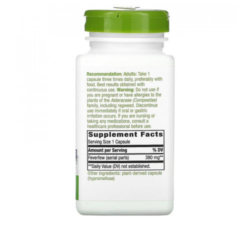 Пиретрум девичий Nature's Way Feverfews 380 мг 180 капсул