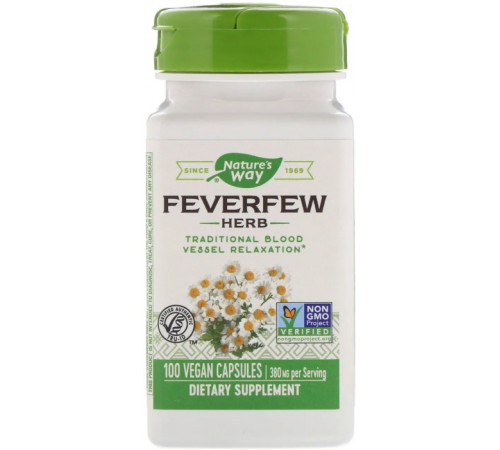 Пиретрум дівочий, Feverfew Herb, Nature's Way, 380 мг, 100 капсул Bio
