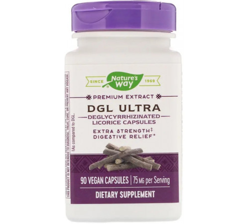 Гліціррізінат солодки Nature's Way  DGL Ultra 75 мг 90 капс