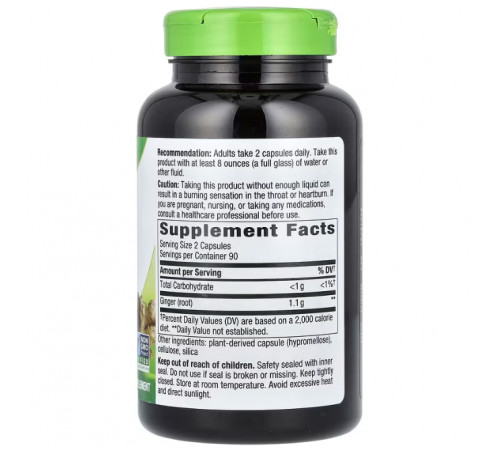 Корінь імбиру Nature's Way Ginger Root 1100 мг 180 вег капсул