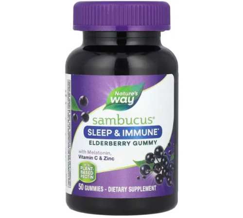 Чорна бузина для сну та імунітету Nature's Way Sleep + Immune with Melatonin & L-Theanine 50 жув цук