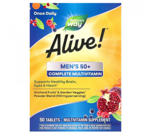 Мультивітаміни для чоловіків віком від 50 років Alive! Men's 50+ Nature's Way 50 таб