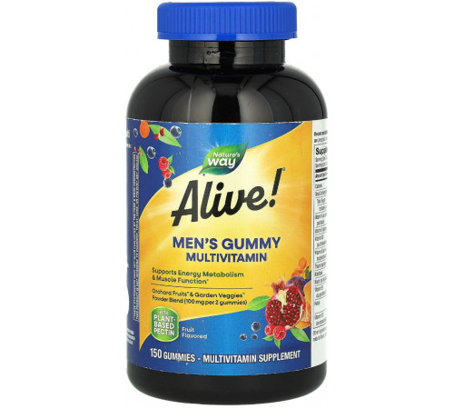 Мультивітаміни для чоловіків Nature's Way Men's Gummy Multivitamin Alive! фруктові 150 таб
