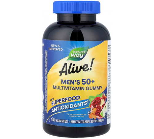 Мультивітаміни для чоловіків 50+ Nature's Way Alive! Men's 50+ смак фруктів 150 таб
