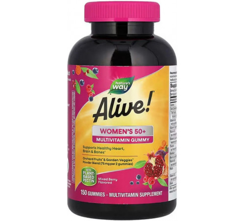 Мультивітаміни для жінок 50+ Nature's Way, Alive! Women's 50+ 150 жев таб ягоды